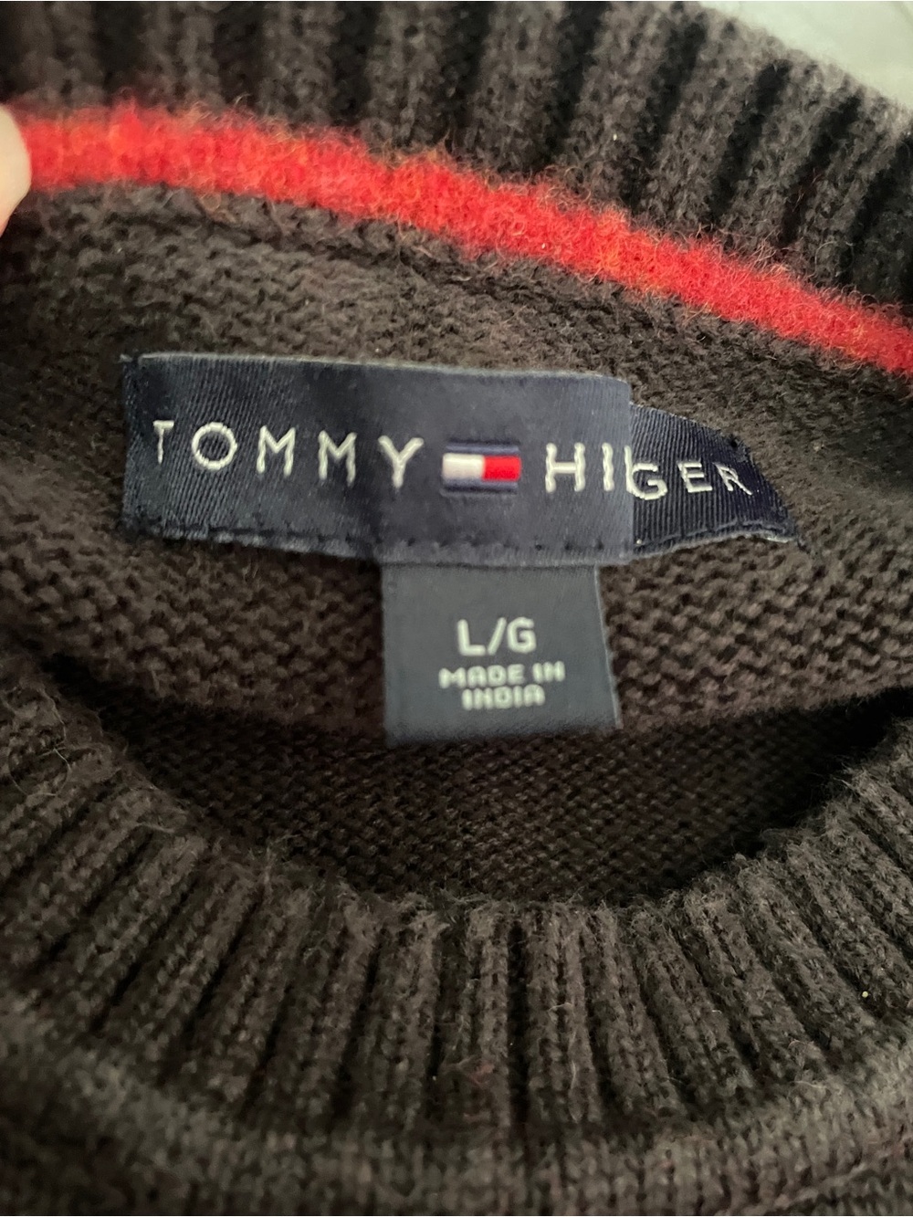 Y2K Washed Black Lambswool Blend Striped Crewneck Large Preppy Grunge Retro - Picture 2 of 10